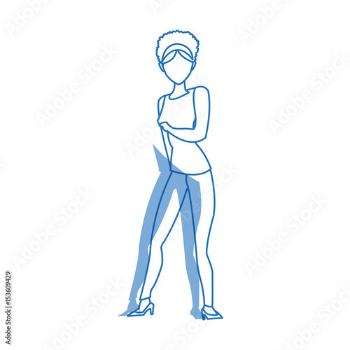 silhouette woman standing slim character vector illustration