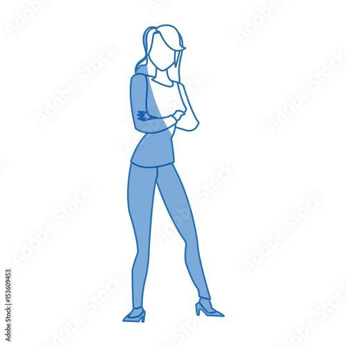 silhouette woman standing slim character vector illustration