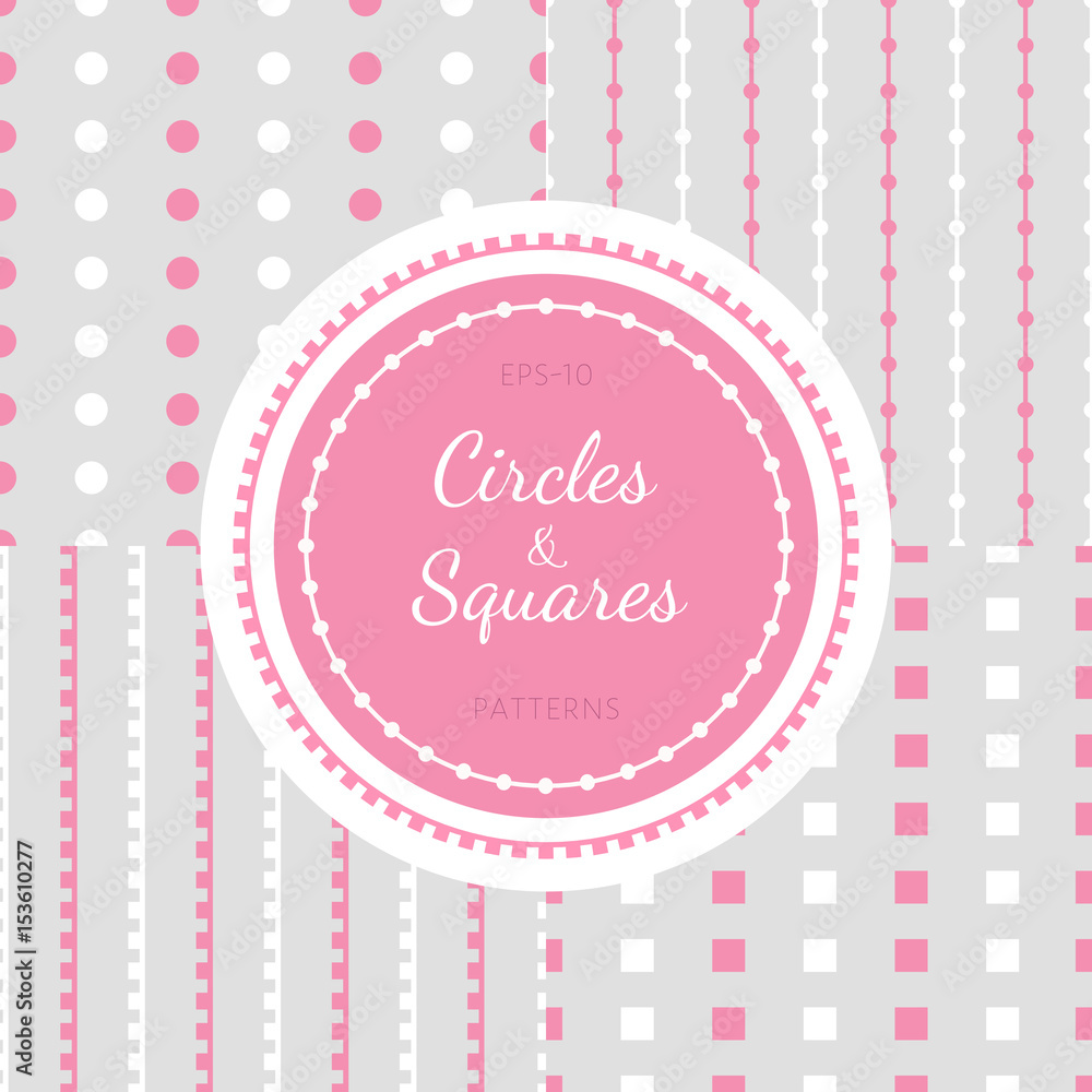 Geometric pattern set with squares and circles. Geometric pattern set with squares and circles.