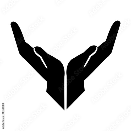 supporting hands holding care concept pictogram vector illustration