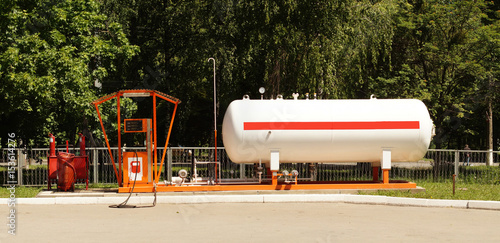 Obraz na płótnie LPG station for filling liquefied gas into the vehicle tanks. Liquid propane gas station panorama. w salonie