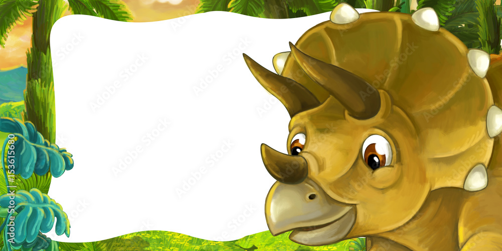 Fototapeta sceny kreskówki z triceratops dinozaurów