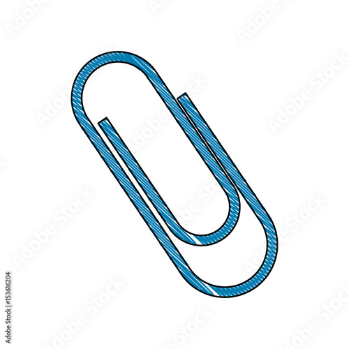 drawing blue clip metal office supply object vector illustration