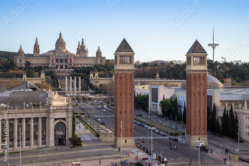 Espanya Square in Barcelona and National Palace