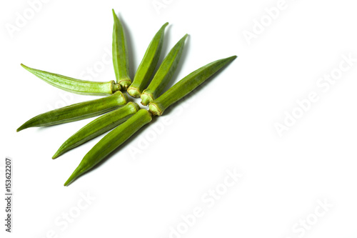 A fresh green okra isolated over white background