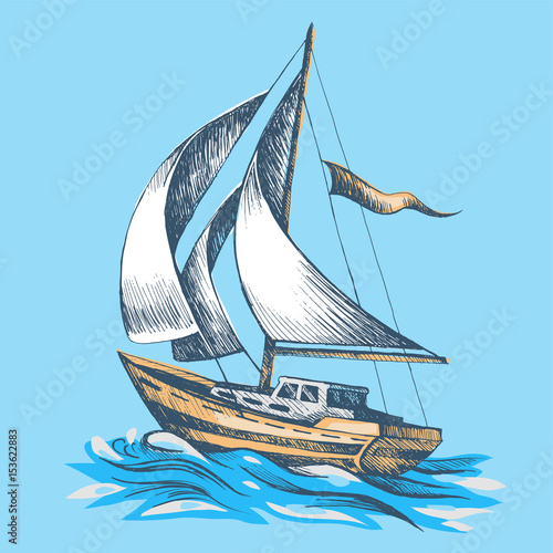 Sailing boat with a flag