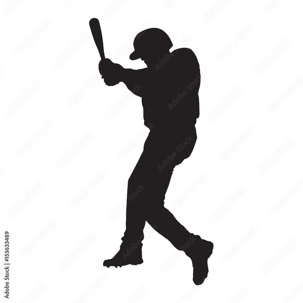 Baseball player, side view, batter vector silhouette Baseball player, side view, batter vector silhouette