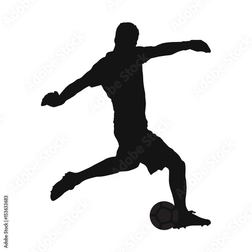 Soccer goalkeeper kicking off the ball, vector silhouette, side view © michalsanca