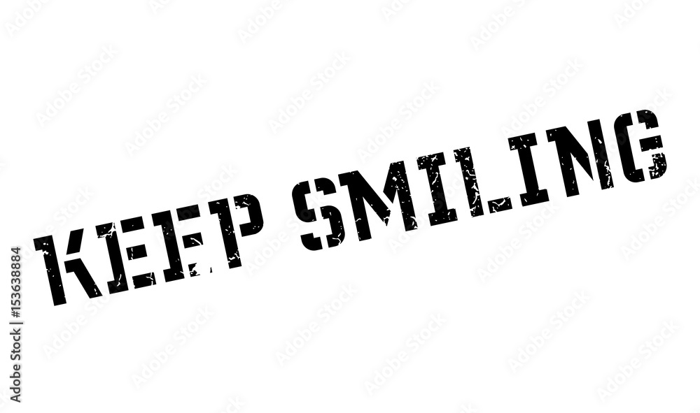 Keep Smiling rubber stamp. Grunge design with dust scratches. Effects can be easily removed for a clean, crisp look. Color is easily changed.
