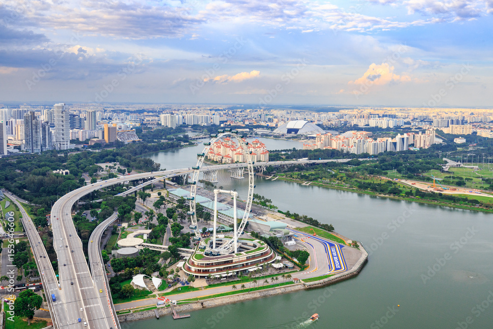 high point of view of a modern city in south asia : Singapore