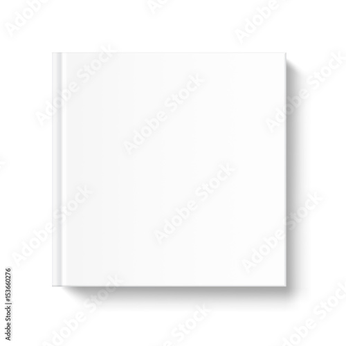 Blank square book cover template on white background