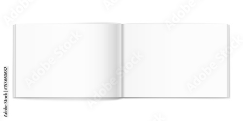 Blank of open album on white background. Template