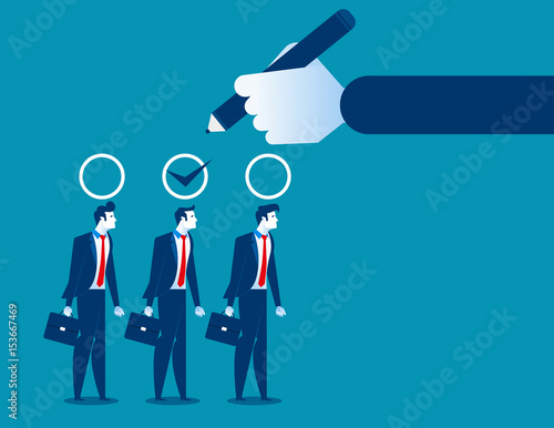 Business manager hand selection man appropriate candidate. Concept business best candidate vector illustration.