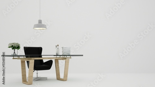 The interior furniture white background and living - 3D Rendering