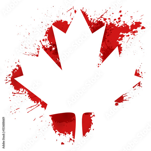 Canada maple leaf with blood splash 