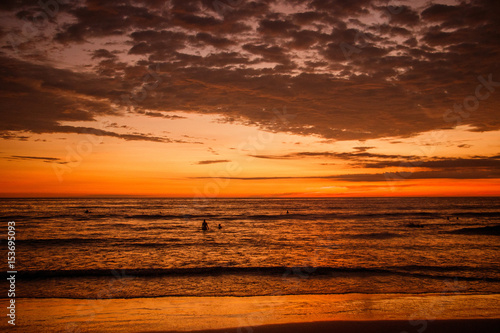 The beautiful sunset on the beach of Ecuador