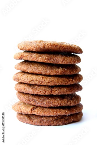 Homemade Ginger Snaps, isolated on a white background.