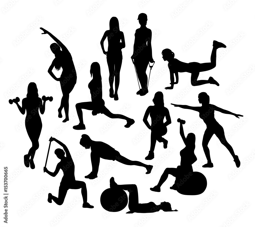 Fitness and Exercises Activity Silhouettes, art vector design