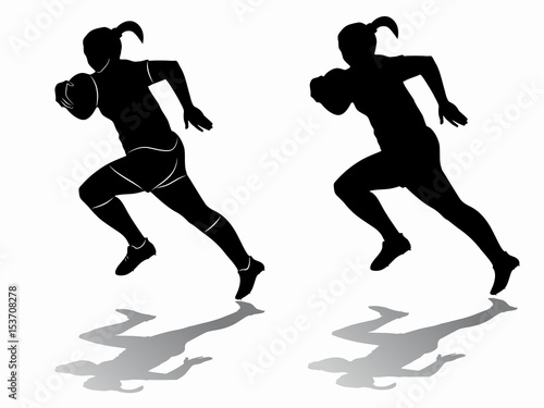 silhouette of a rugby player, vector draw