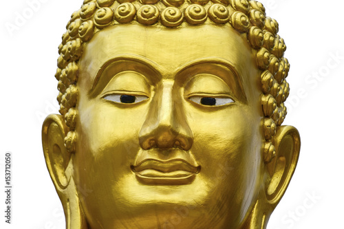 Thai Gold Buddha Face isolated on white background