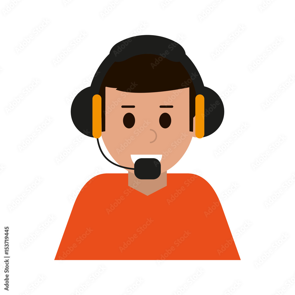 man with headset custormer service or call center worker icon image vector illustration design man with headset custormer service or call center worker icon image vector illustration design