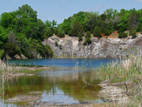 Small pond near Arbuckle Lake  Oklahoma Scenic landscape on the roadside heading to the Lake of the Arbuckles  Oklahoma