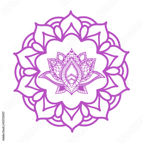 Mandala ornament. Round template. Decorative element  can be used for greeting card, wedding invitation, yoga poster, coloring book. Doodle emblem.