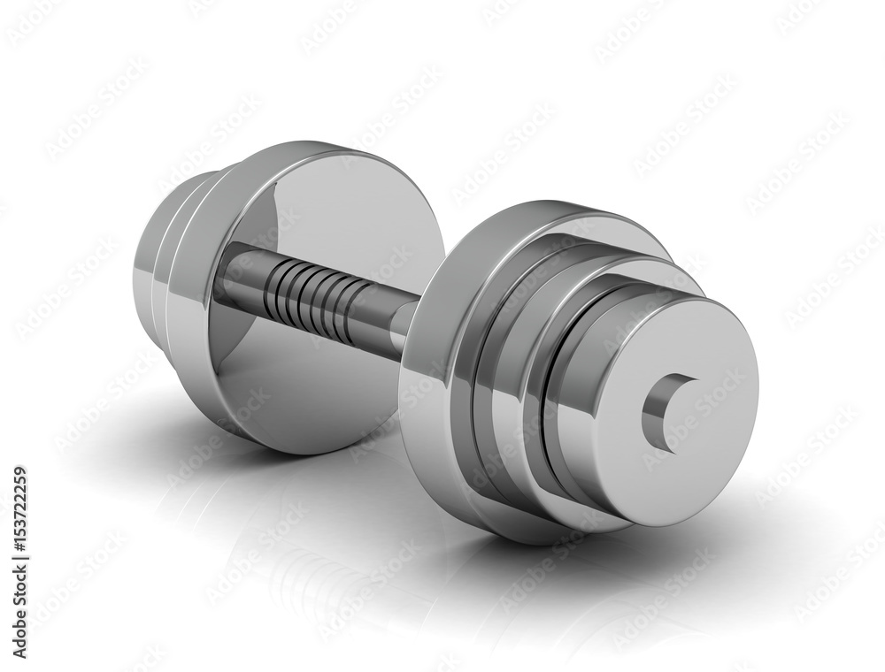 dumbbell on a white background.3d render. dumbbell on a white background.3d render.