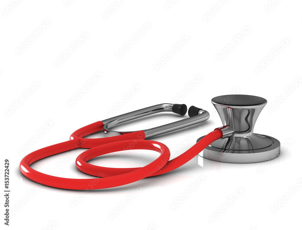 Red Stethoscope on white. 3d render Red Stethoscope on white. 3d render