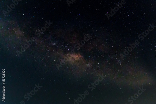 Milky Way galaxy, Long exposure photograph, with grain.Image contain certain grain or noise and soft focus. © pong0402