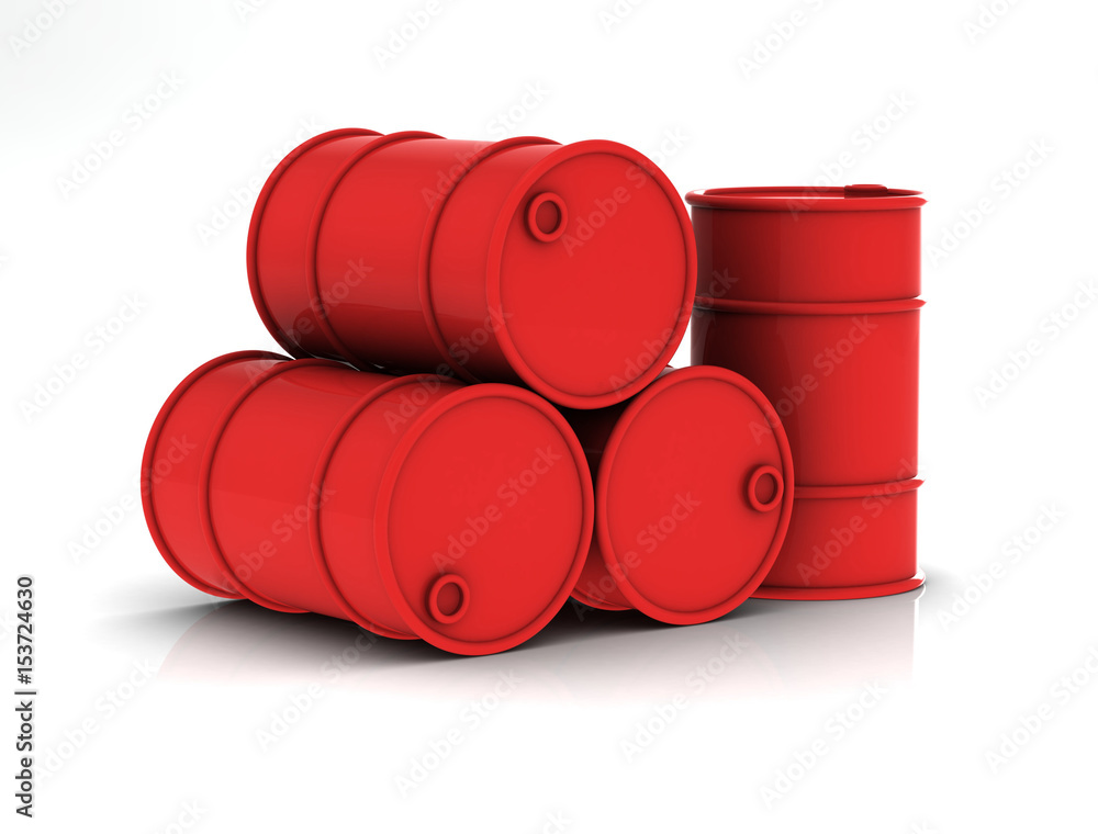 Oil barrels on a white background.3D rendering Oil barrels on a white background.3D rendering