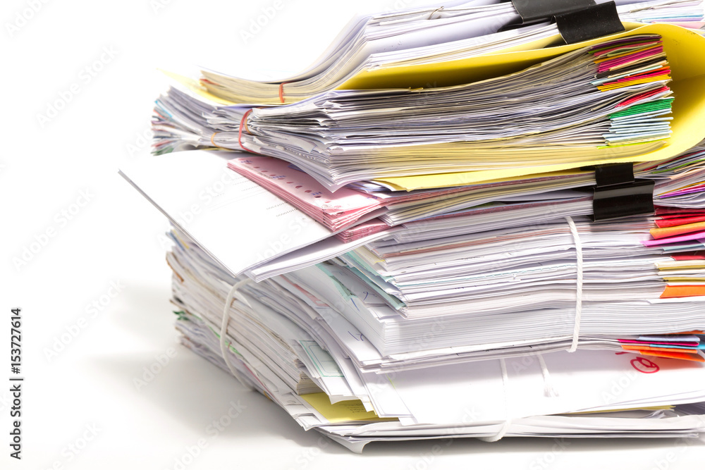 Stack of business papers isolated on white background Stack of business papers isolated on white background