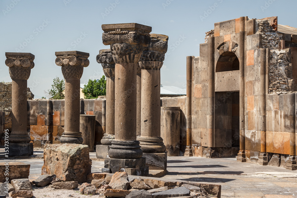 Ruins of the medieval Zvartnots cathedral, Armenia Ruins of the medieval Zvartnots cathedral, Armenia