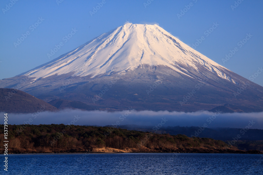 本栖湖から臨む富士山