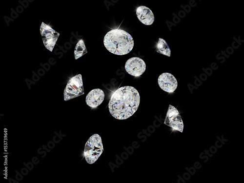 Diamond group falling, 3d illustration. photo