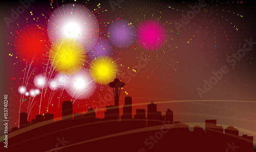 Seattle City, Celebration, Fireworks 