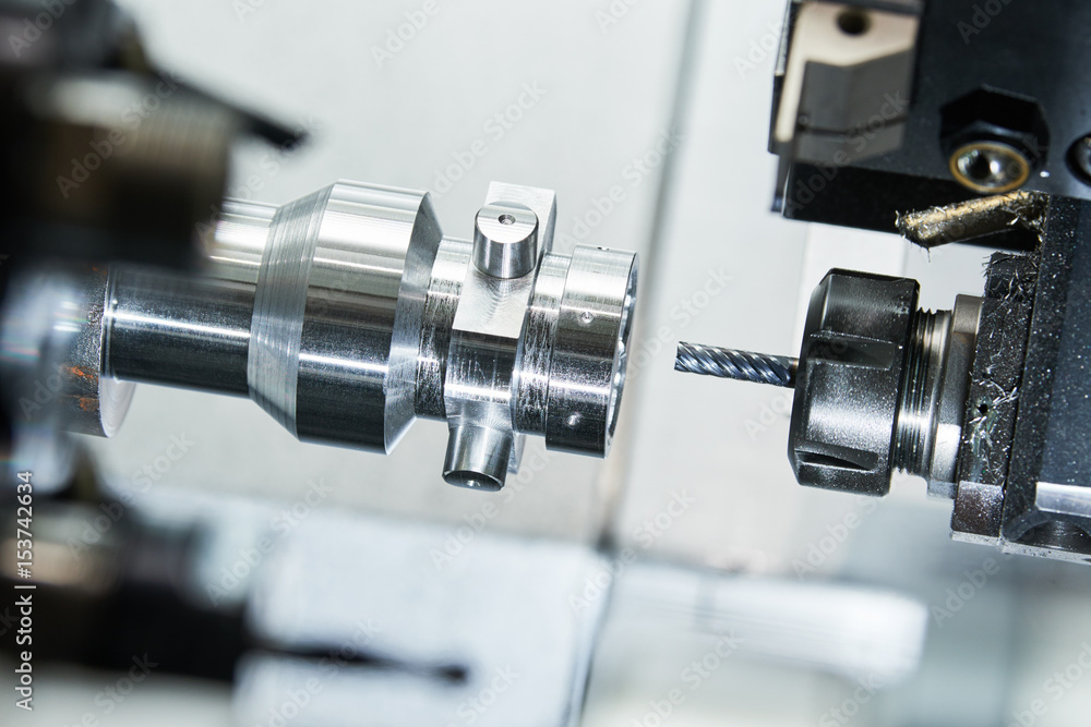 Fototapeta premium industrial metalworking cutting process by milling cutter