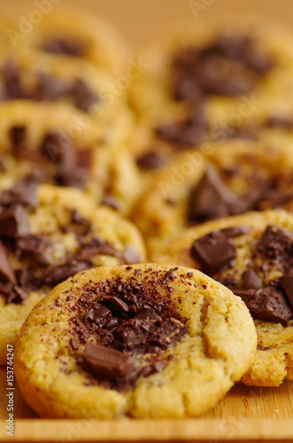 Delicious freshly baked cookies with chocolate chip