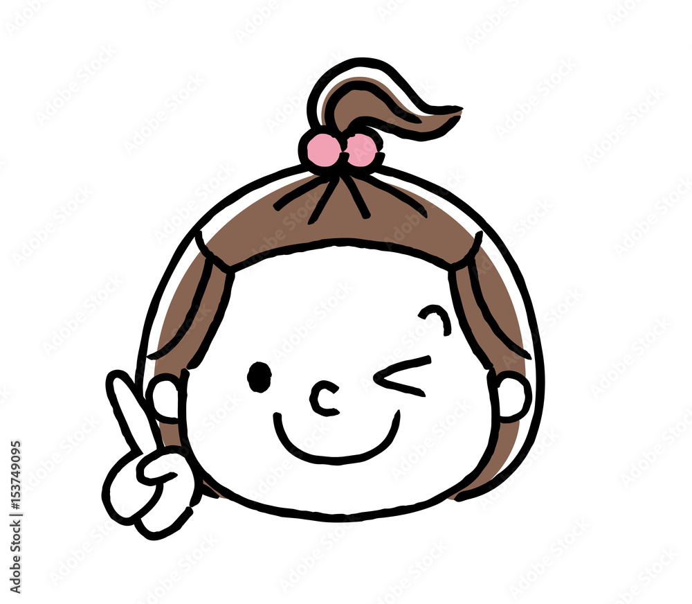 女の子の表情:チェック、ポイント、人差し指 女の子の表情:チェック、ポイント、人差し指