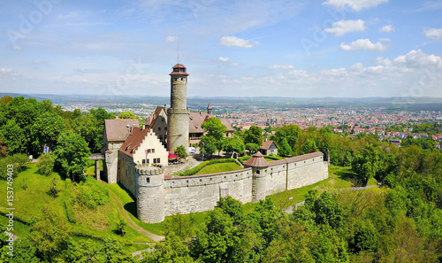 Obraz na płótnie Aerial view on Altenburg Castle - historic hilltop castle near Bamberg, Bavaria, Germany w salonie