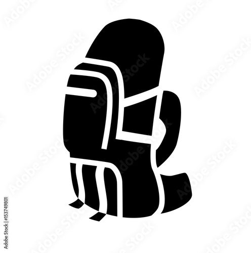 Monochrome silhouette of backpack icon. Stylized simplified symbol of rucksack.  Knapsack. Schoolbag. Sack. Vector illustration. Black and white