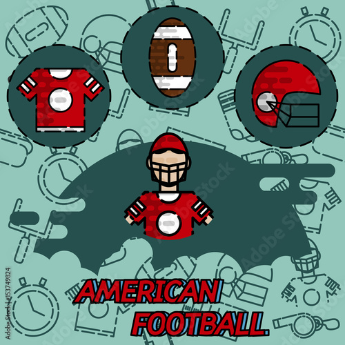 American football flat concept icons