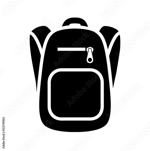 Monochrome silhouette of backpack icon. Stylized simplified symbol of rucksack.  Knapsack. Schoolbag. Sack. Vector illustration. Black and white