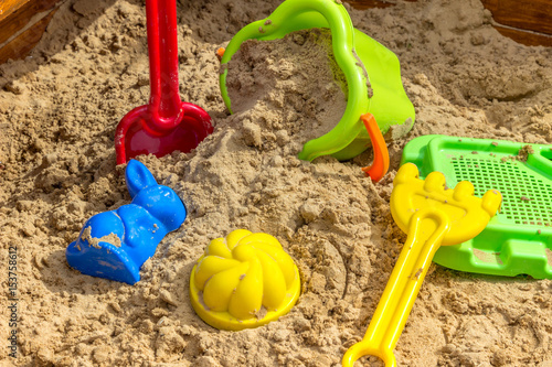 children toys for sandbox in the sand photo