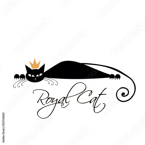 Royal black cat design. Vector illustration