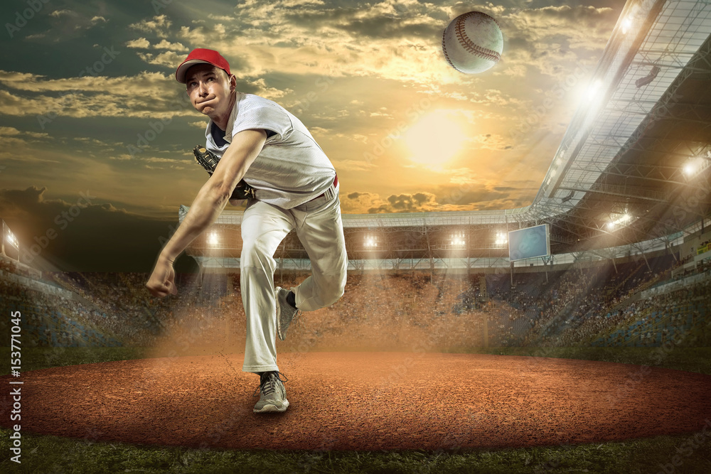 Baseball players in action on the stadium. Baseball players in action on the stadium.