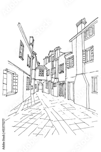 Wallpaper Mural Vector sketch of architecture of Burano island, Venice, Italy. Torontodigital.ca