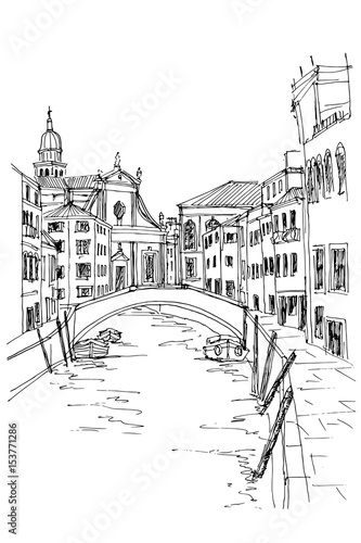 Vector sketch of architecture of Venice  Italy.