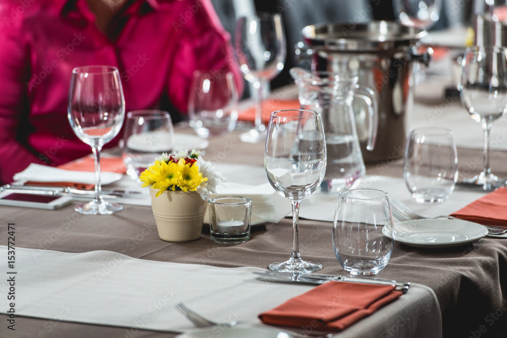 Table setting in a restaurant