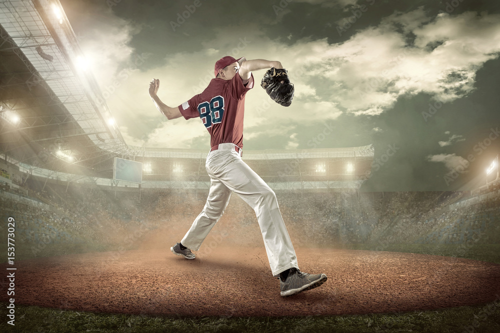 Baseball players in action on the stadium. Baseball players in action on the stadium.